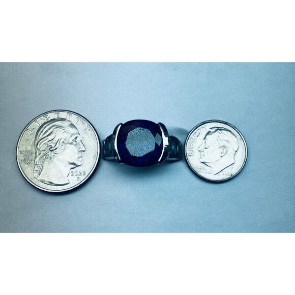 Estate Sterling Silver 925 Amethyst Ring with Cubic Zirconia Accents, Size 7, 10 - Picture 9 of 10